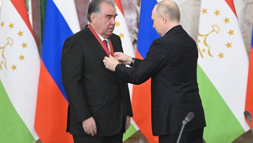 CEREMONY OF AWARDING THE PRESIDENT OF THE REPUBLIC OF TAJIKISTAN, EMOMALI RAHMON, WITH THE STATE AWARD OF THE RUSSIAN FEDERATION - THE ORDER 