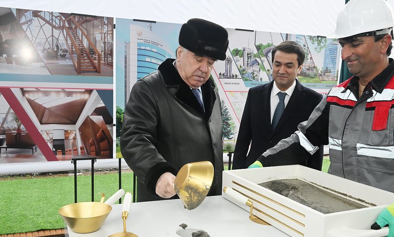 LAYING FOUNDATION STONE FOR CONSTRUCTION OF THE BUILDING OF THE MINISTRY OF INDUSTRY AND NEW TECHNOLOGIES OF THE REPUBLIC OF TAJIKISTAN